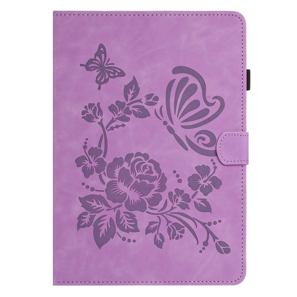 For Samsung Galaxy Tab S11 Case Card Holder Stand Butterfly Floral Imprinted Leather Tablet Cover