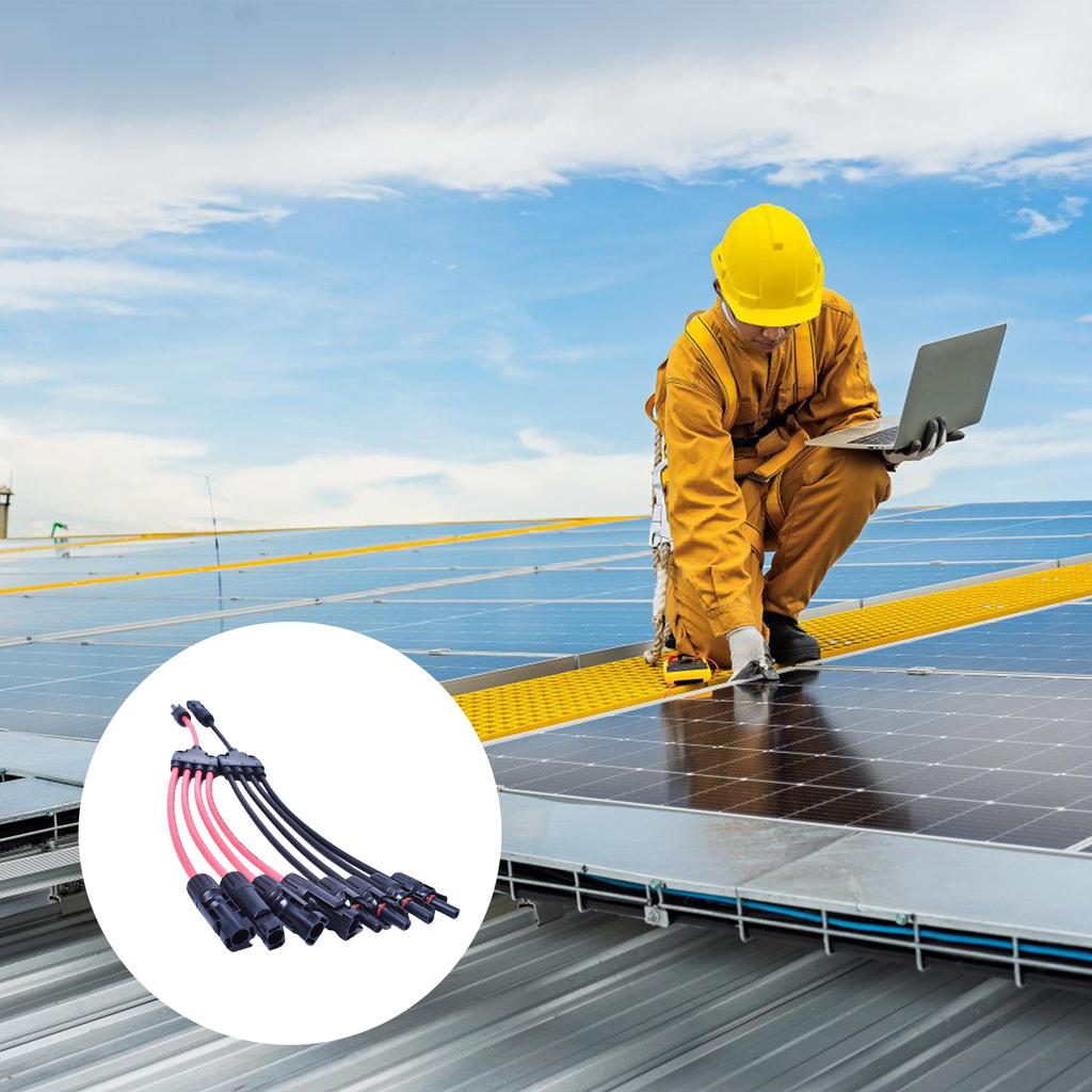 Uprgades Solar Panel Cable Connectors 10AWG Y Branch Adapter Tool Frees Installation for Parallel Connection of 2 Panels
