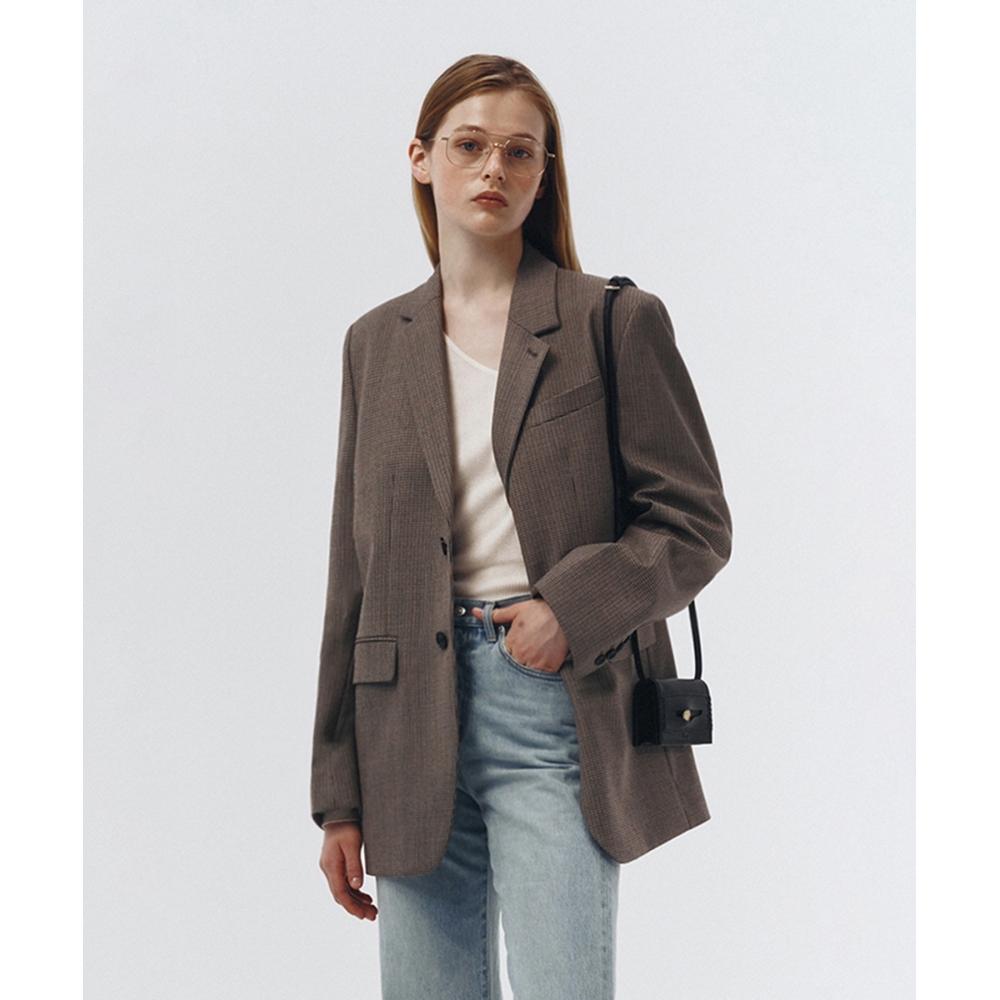 

DUNST FOR WOMEN UNISEX NEW CLASSIC 2BUTTON WOOL BLAZER CHECKUDJA3A104I2