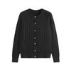 Women's Cable Knit Cardigan Long Sleeve Round Neck Button Front Solid Color