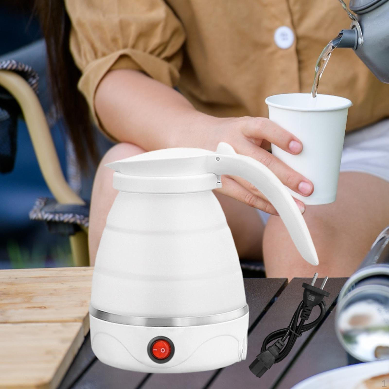 

Складной электрический чайник 1,2 л, складной силиконовый быстрокипящий маленький портативный чайник белый