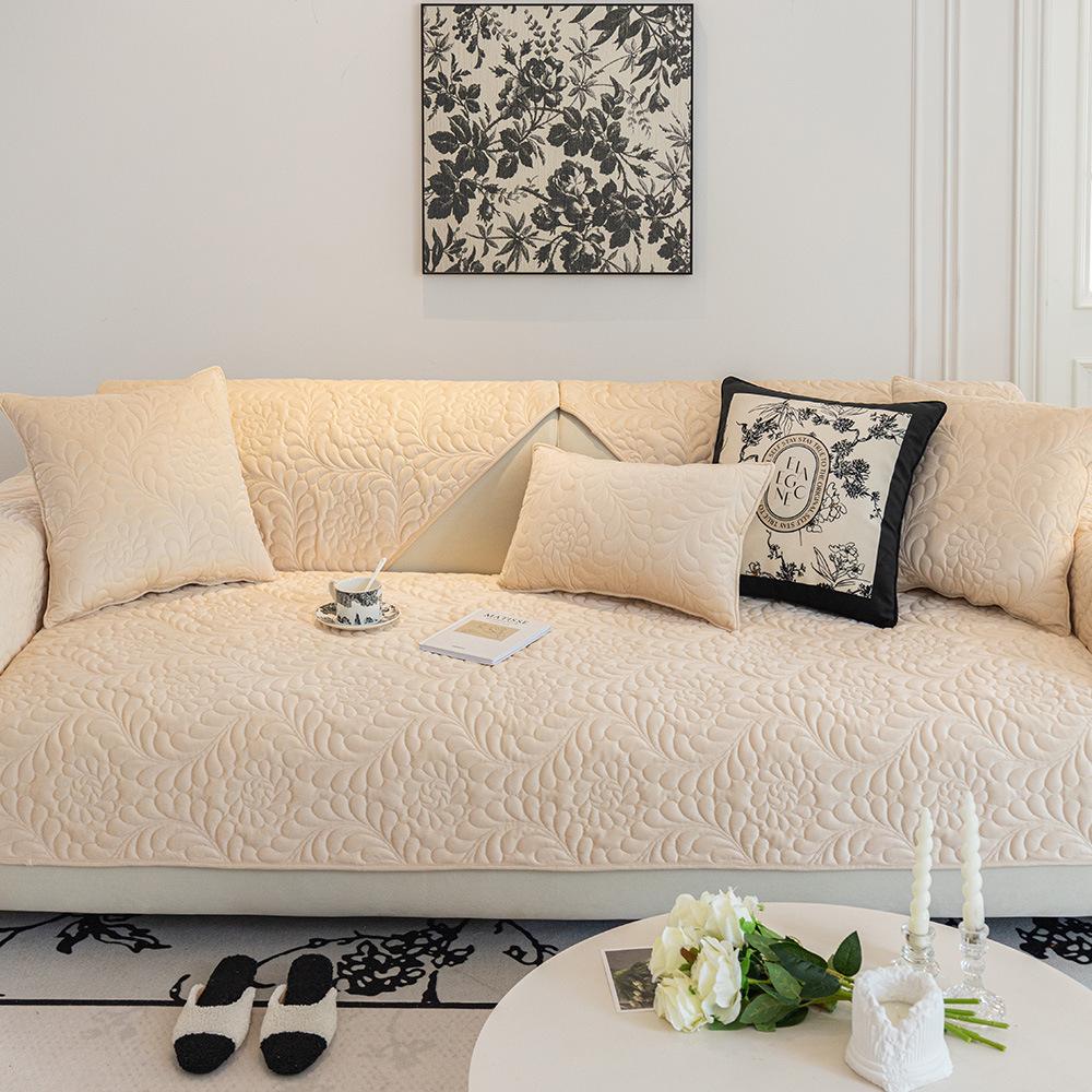 Cojín de Sofá de Terciopelo Cristal de Invierno Nuevo Estilo Crema Francés Claro Funda Funda Paño Cojín de Sofá de Cuero