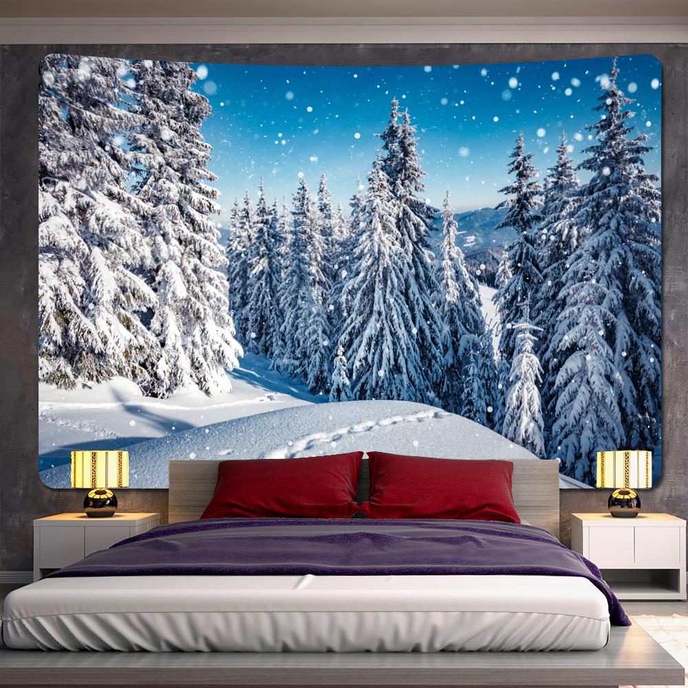 Forest Snow Christmas Tree Psychedelic Scene Home Decor Art Tapestry Bohemian Tarot Beautiful Room Wall