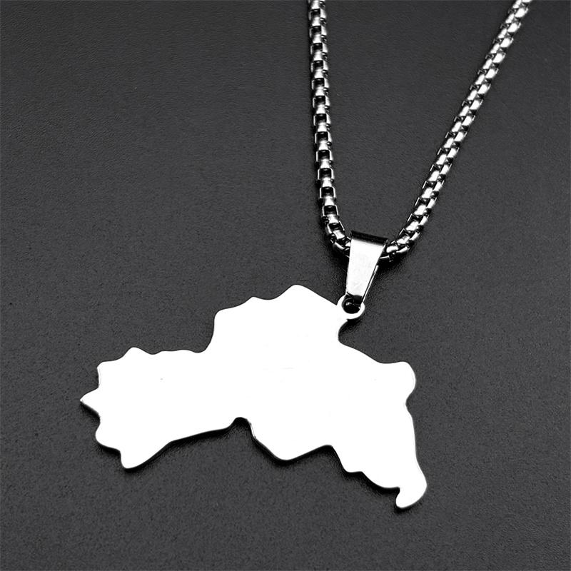 Kurdistán Mapa Vlajka Symbol Slunce Přívěsek Náhrdelník pro Muže Ženy Nerezová Ocel Zlatá Barva Etnický Národní Geografie Řetízek Šperky