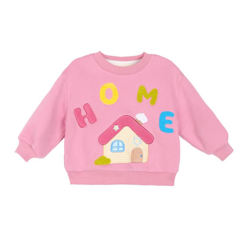 LUSON Baby Girls' Fleece-Lined Cartoon Print Sweatshirt