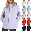 Chaqueta de lluvia de rayas sólidas para mujer al aire libre más impermeable con capucha impermeable a prueba de viento