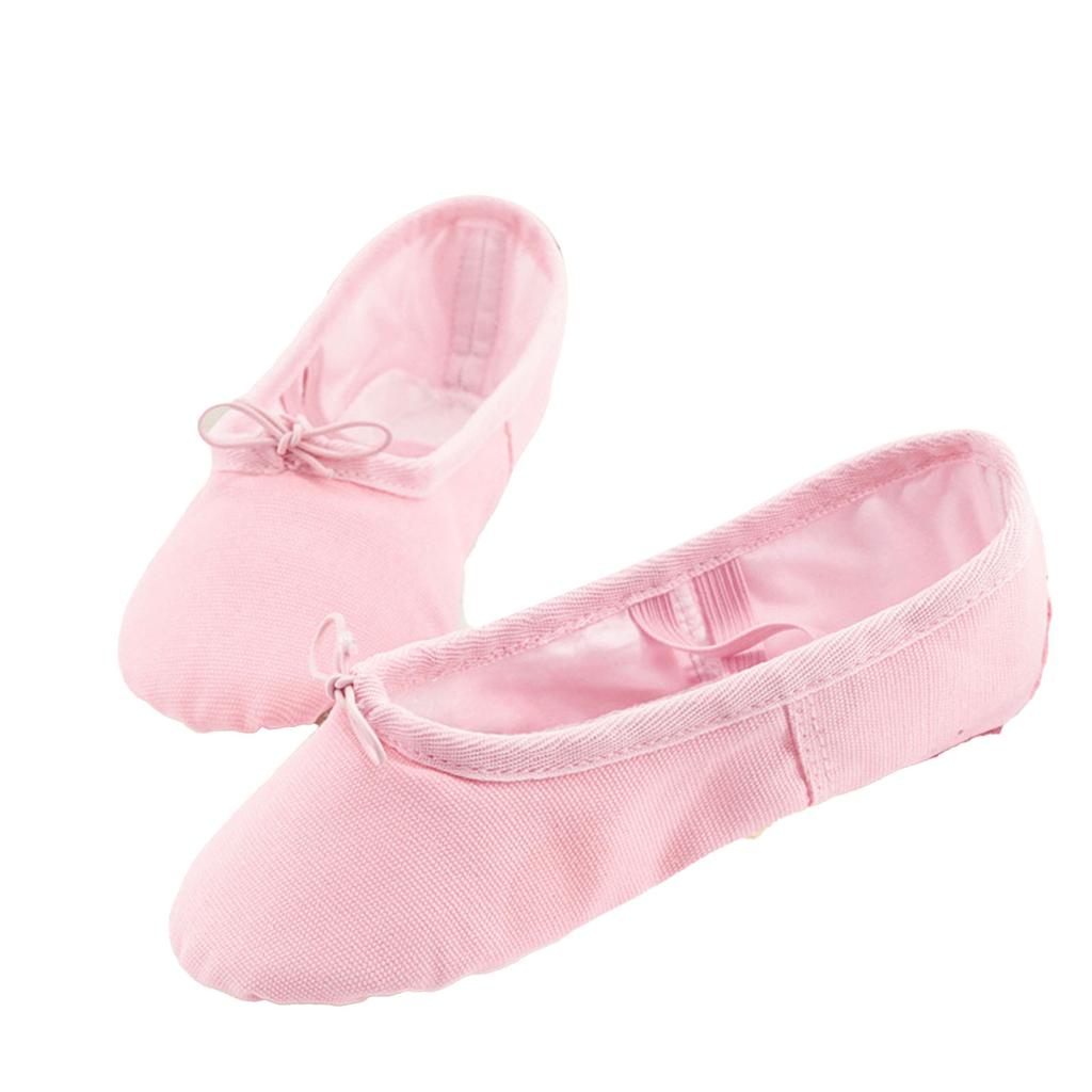Ballett-Schläppchen Tanzschuh Canvas Ballett Yoga Tanzschuhe mit weichen Ledersohlen für Kinder Kleinkinder Jungen Mädchen Rosa