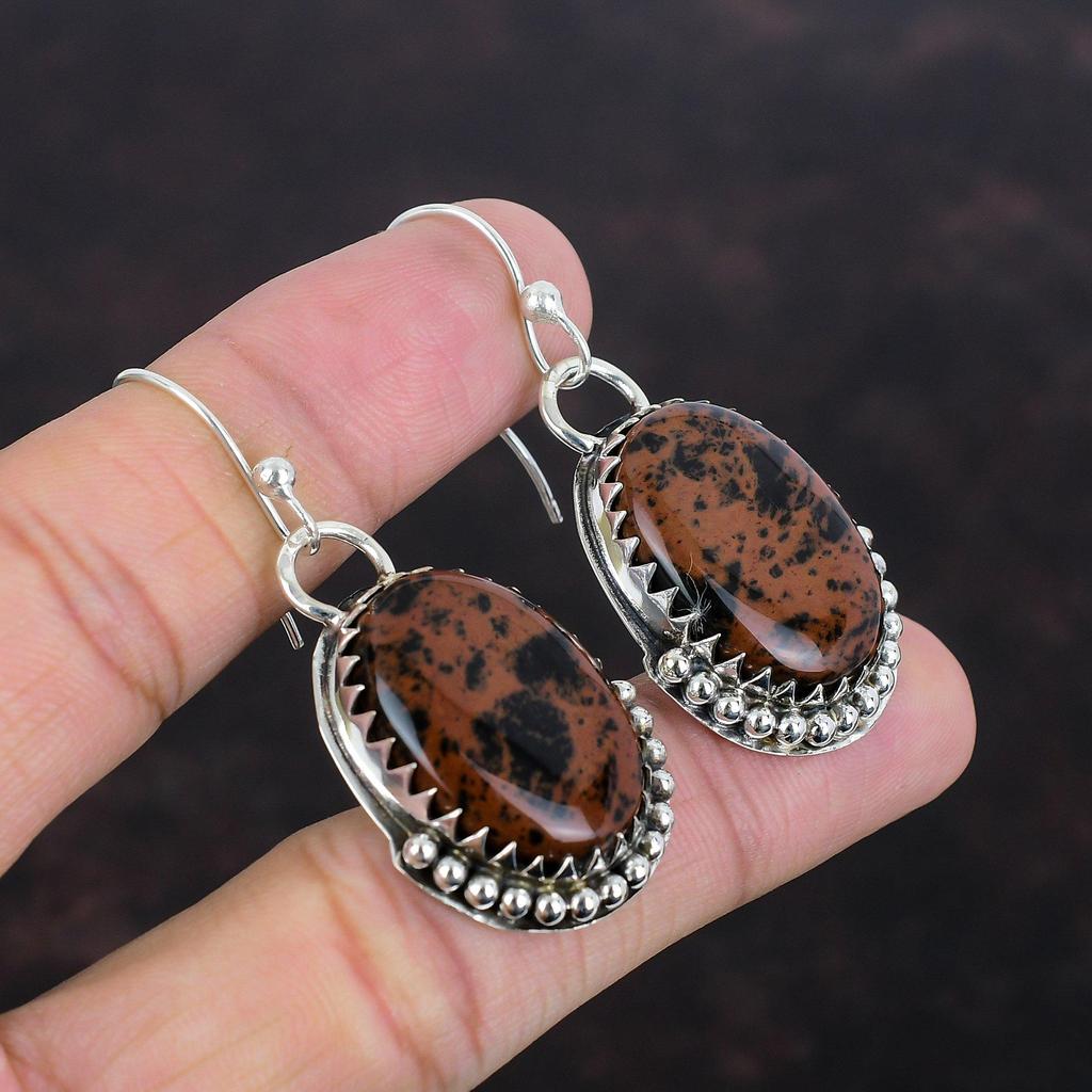 Mahogany Obsidian Earrings Gemstone Jewelry Handmade Earrings 925 Sterling Silver Earring Amazing Drop Earring Gifts For Her Silver Jewelry