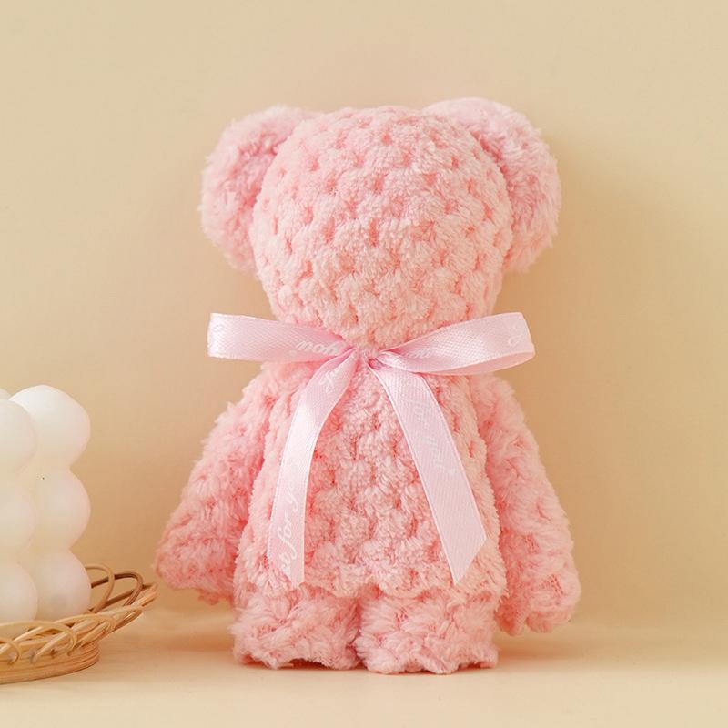 Luxury Velvet Bear Towel Plush Texture Kids Hand Towel Soft Absorbent for Hotel Guest Bathroom Use