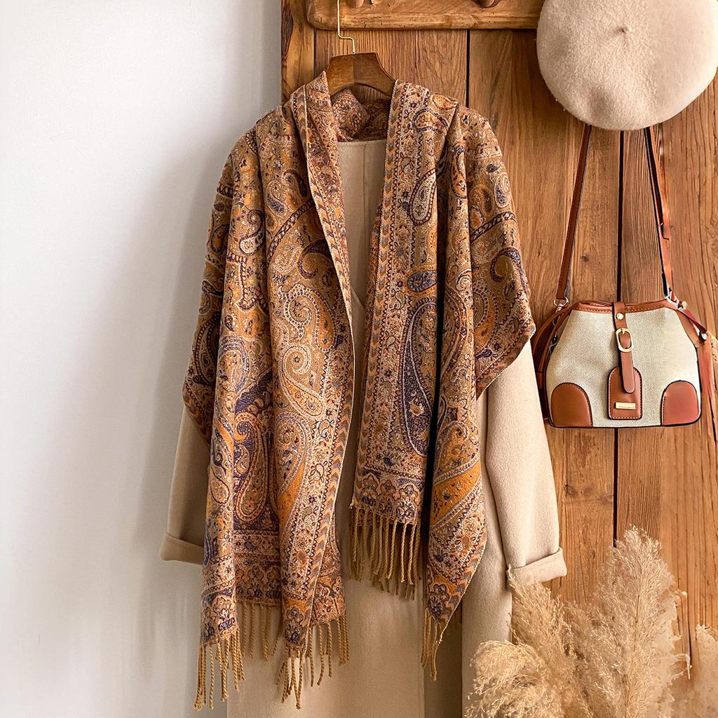 Bohemian Versatile Jacquard Cashew Ethnic Style Shawl Long Scarf Women'S Scarf