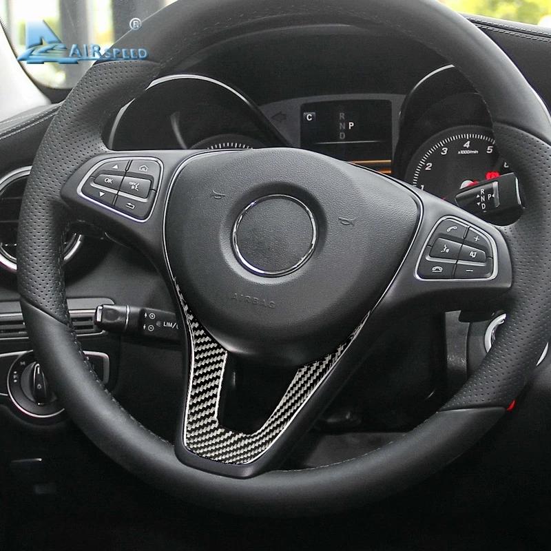 AIRSPEED for Mercedes Benz W204 W205 W211 W203 GLA GLC Sticker Accessories Carbon Fiber Interior Trim Car Steering Wheel