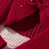 Big Girl Autumn Winter New Knitted Long Sleeve Beaded Blouse Strap Dress Set