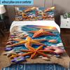Ocean Starfish Shells 3pcs Bedding,Including 1pc Duvet Cover And 2pcs Pillowcases Perfect for Christmas,Ideal for Bedroom, Dormitory