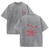 2026 Vintage Washed Black Abstract Skull Figure Graphic T Shirt Retro Dark Horror Print Oversized Casual Short Sleeve Tee