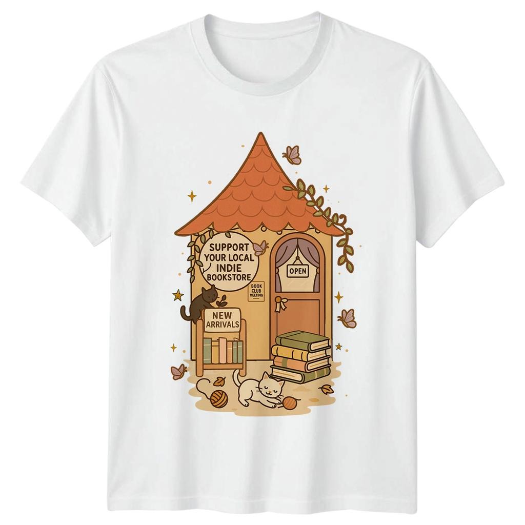 Support Your Local Indie Cats Reading Hobbies Graphic Tee Unisexs Unisexs Shirt