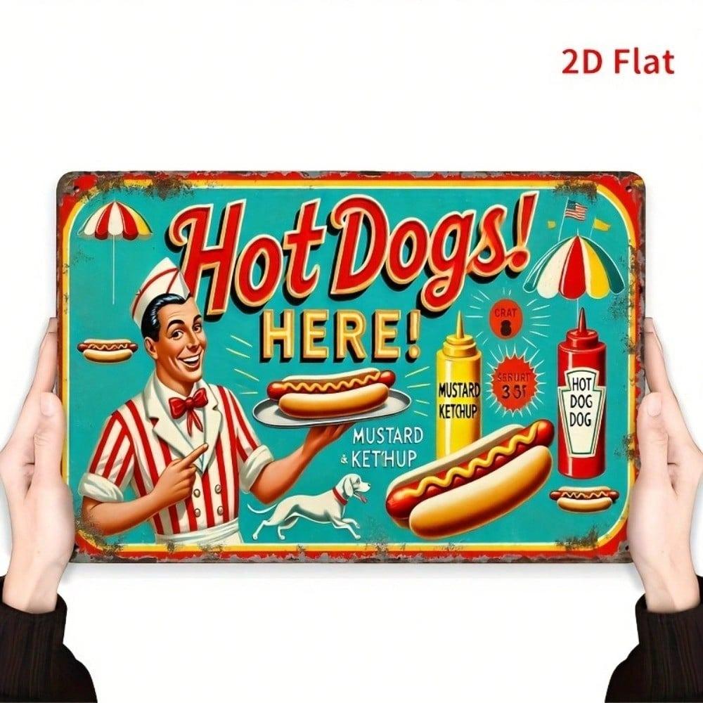 Vintage Metall Hot Dog Wandkunst Retro Diner Schild Rustikale Eisen Dekoration