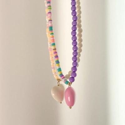 Collier avec grosse perle pendentif en forme de cœur