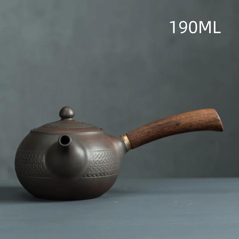 Чайник из фиолетовой глины ручной работы, фиолетовый песок, боковой чайник, одинарный чайник, керамический, домашний, ретро, чайный набор Кунг-фу