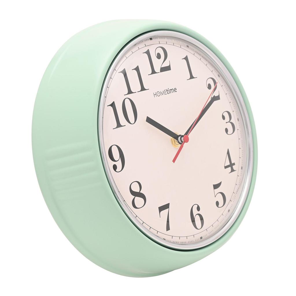 Hometime Round Retro Sage Metal Wall Clock 24cm