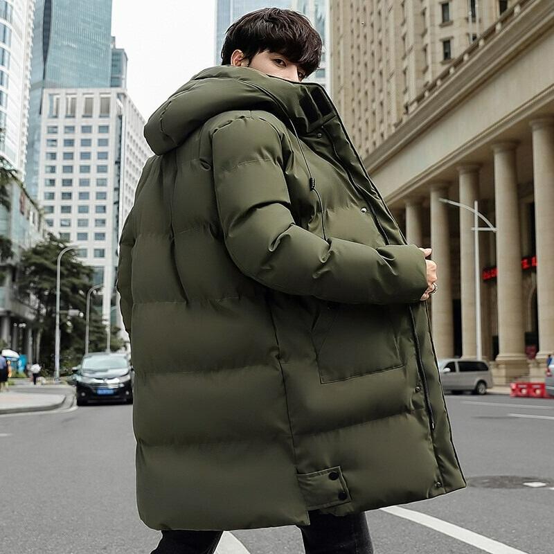 M-8XL Übergröße Mittellange Wattierte Jacke Herren Winter Locker Kapuzenwattierte Jacke Warmer Mantel Dick Wattierte Jacke