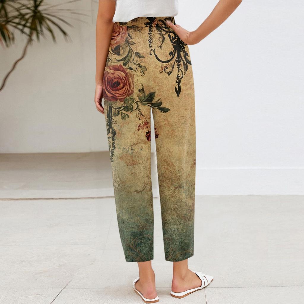 Women's Pants  With Pockets Casual Trousers Pants For Women Summer Casual Wide Leg Elastic Waist Pants With Pockets