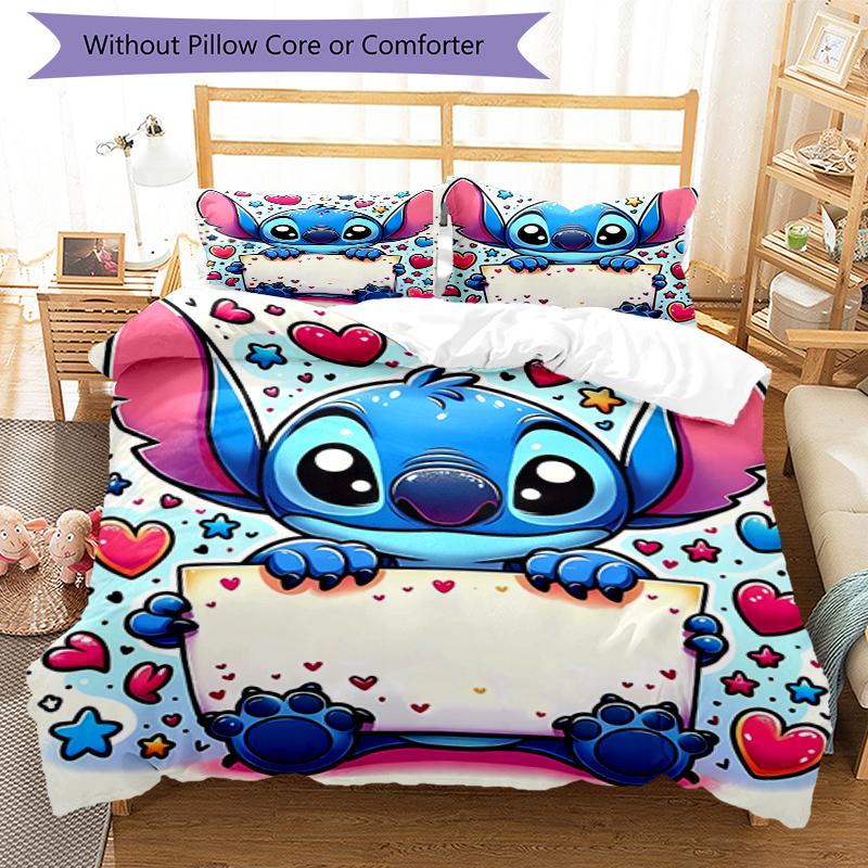 3pcs Stitch Bedding Set Duvet Cover Closure Includes 1 Duvet Cover & 2 Pillowcases, Soft and Comfortable for All Seasons.