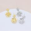 S925 Silver Floral Rose Stud Earrings with Gold Retention for Women