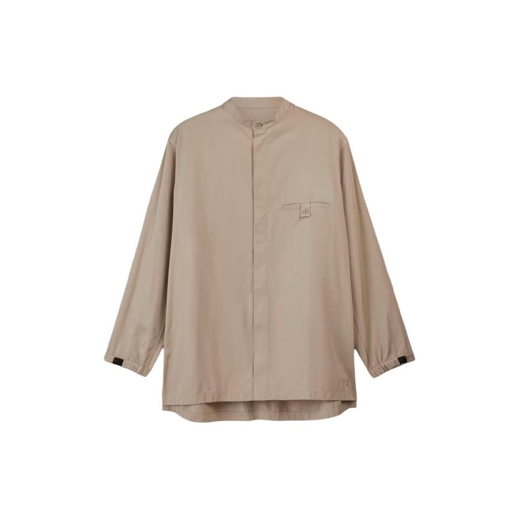 Y-3 Nylon Twill Overshirt Solid Color Half High Neck Loose Jacket Men jackets Beige IV8022
