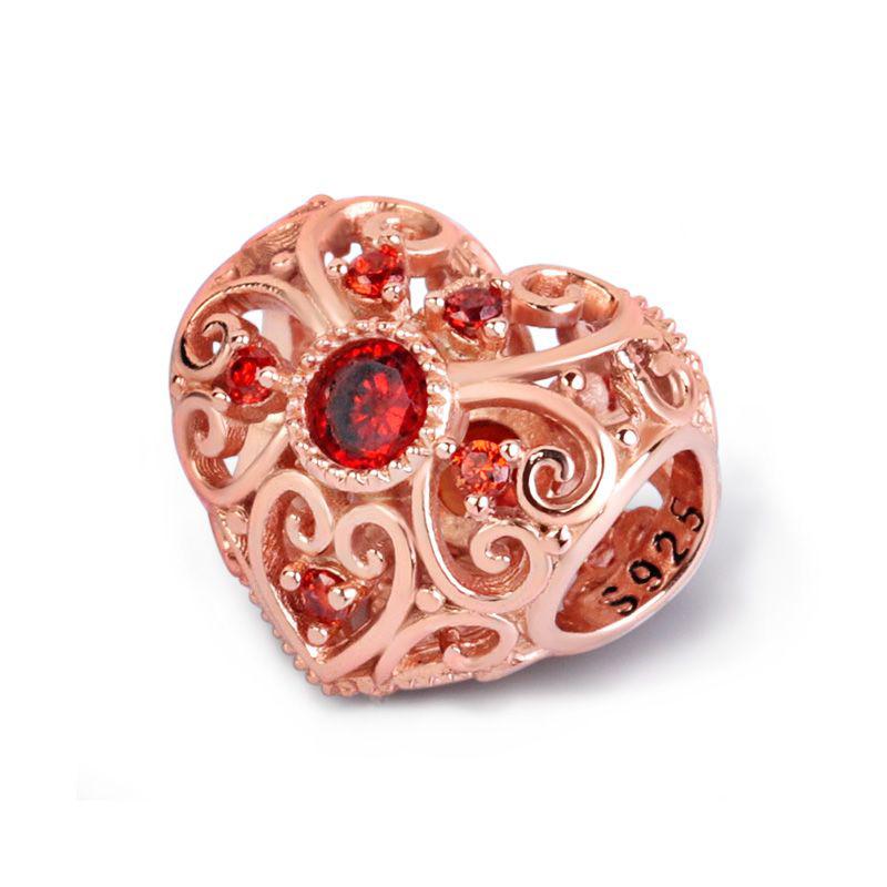 New Copper Charm Rose Gold Infinity Heart Bead Fit Snake Chain Bracelet Necklace Women Diy Jewelry