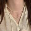 PANJBJ 925 Sterling Silver Geometry Beading Necklace for Women Ins Design Snake Chain Daily Versatile Jewelry Gift Dropshipping