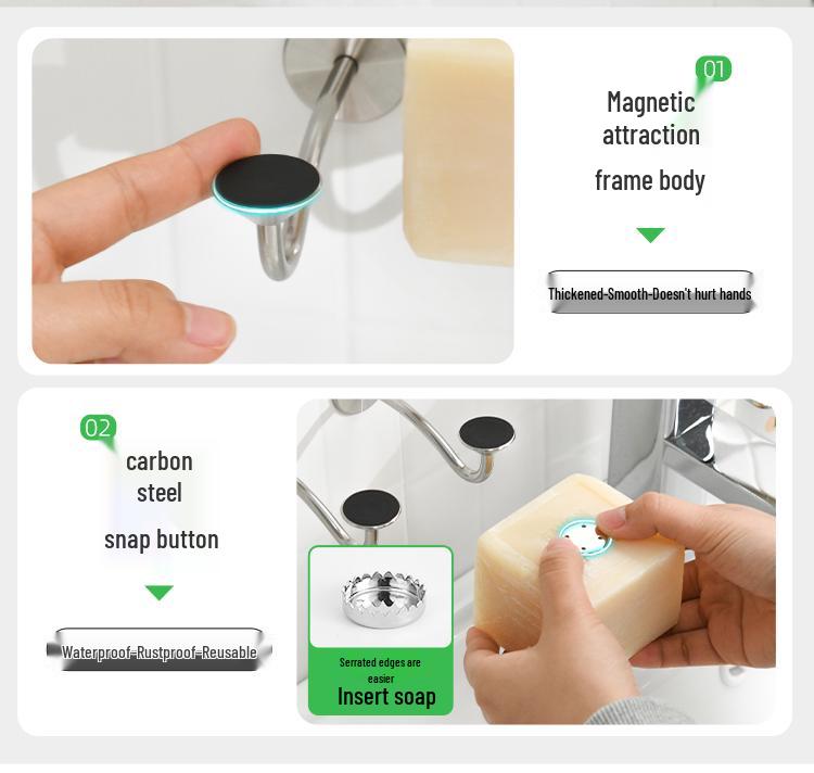 Stainless Steel Wall-Mounted Magnetic Soap Holder