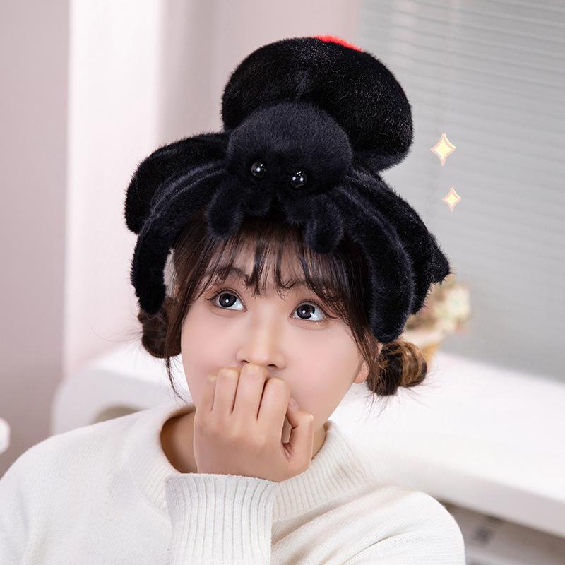 Black Spider Doll Plush Toy Cartoon Long Legs Red Tail Spider Creative Funny Doll Gift for Women