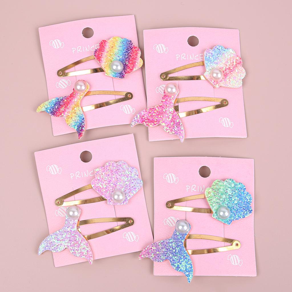 2 ST Tecknad Sjöjungfru Hårklämmor Glittriga Regnbågsfärgade Sjöjungfru Hårnålar Barrettes Legeringsklämmor Barn Hårklämma Barn Håraccessoarer