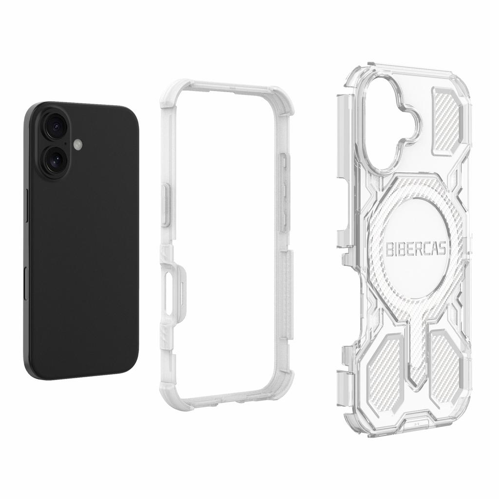 BIBERCAS J-16 Transparent Series For iPhone 16 Case Compatible with MagSafe TPU+PC Phone Cover