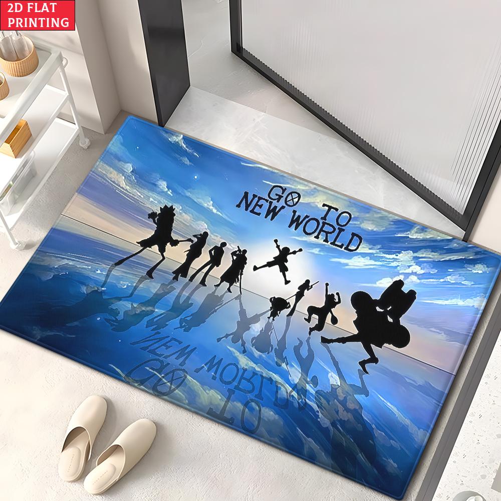 Anime Straw Hat Crew Doormat, Cartoon Pirate Non-slip Floor Mat, Decorative Entrance Rug for Home Living Room Bedroom Game Room