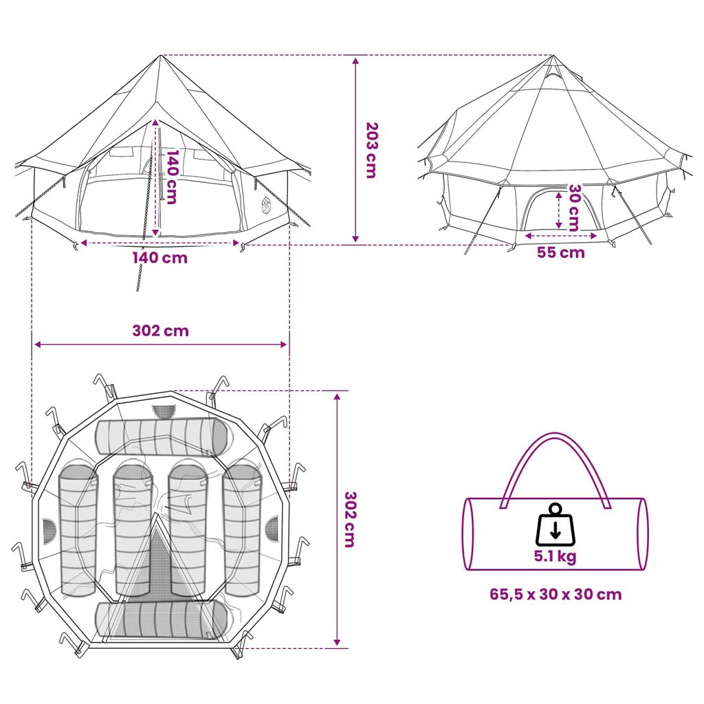 Tipi Tent Olive Green 300 x 300 x 200 cm Polyester and Steel