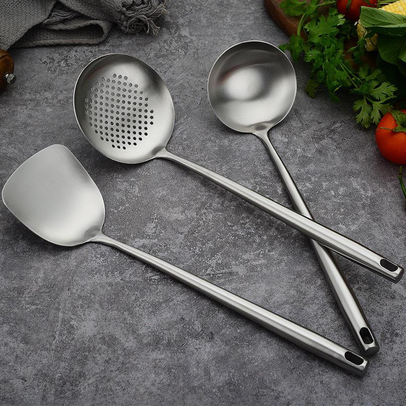 304 Stainless Steel Kitchenware Set: Spatula, Soup Spoon, Stirring Spatula, Slotted Spoon, Mushroom Spatula, Frying Spatula.