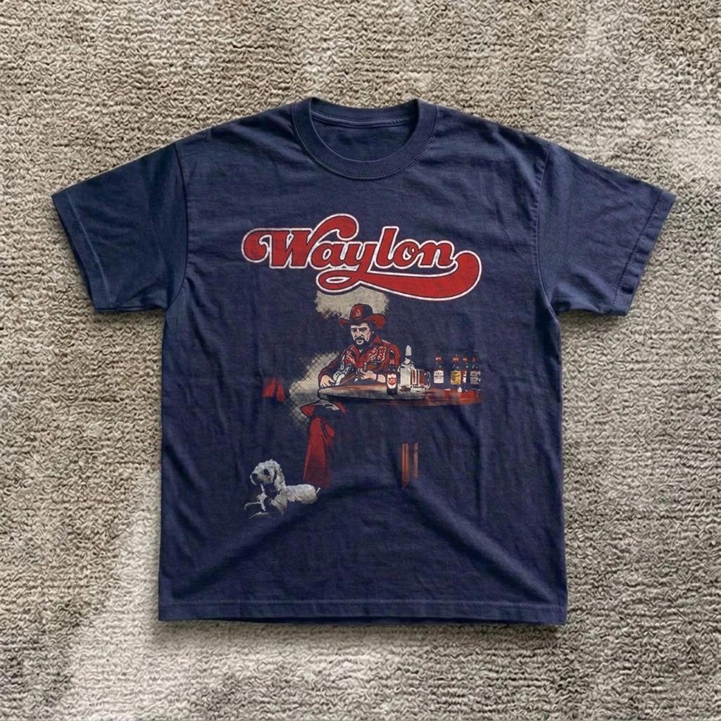 Waylon Country-Musik-Sänger Retro Grafik-T-Shirt Unisex Baumwoll-T-Shirt