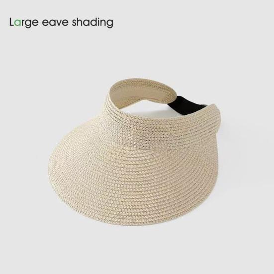 Summer Foldable Sun Hat, Adjustable Elastic Buckle Braided Straw Hat, Portable Foldable Beach Travel Hat for Women