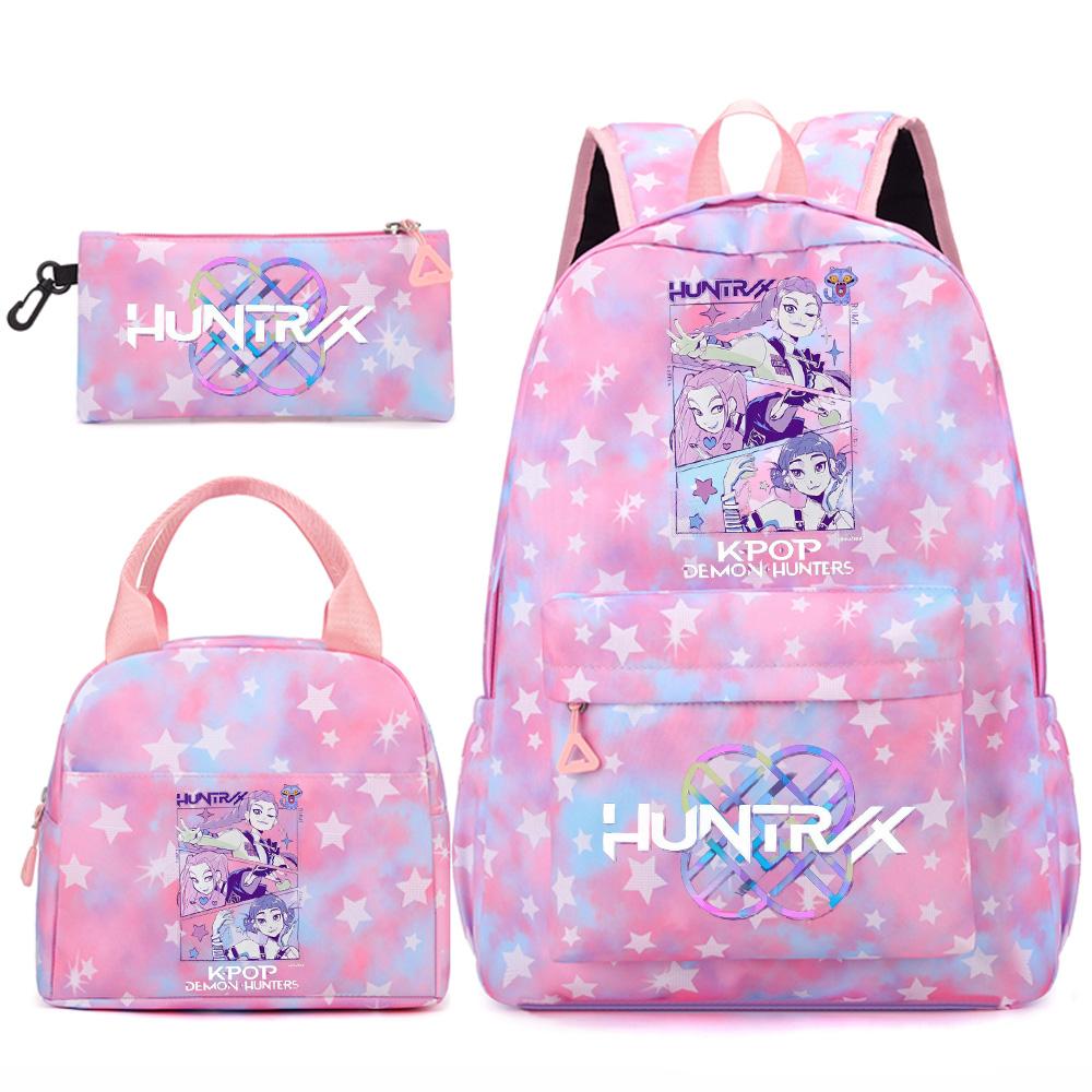 Set 3 piese/set Anime Desene animate Kpop Imprimate Rucsac Geantă de mână Etui pentru creioane pentru Adolescent Student Fată Băiat Ghiozdan Copil Ghiozdan Capacitate Mare Geantă de călătorie Cadou