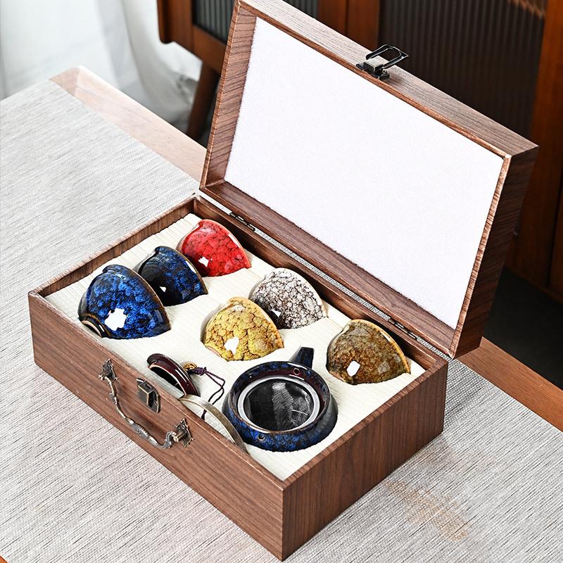 Colorful Brushed Colorful Kiln Tea Set Set Set, Complete Set, Household Ceramic Beam Pot Gifts, High-end Souvenir Gifts