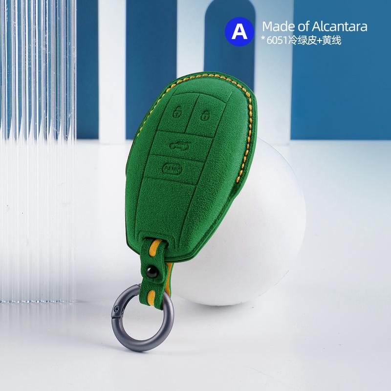 Alcantara Suede Car Key Fob Cover For Bentley Bentayga Continental Flying Spur Mulsanne Key Case Key Chains Ring Car Accessories