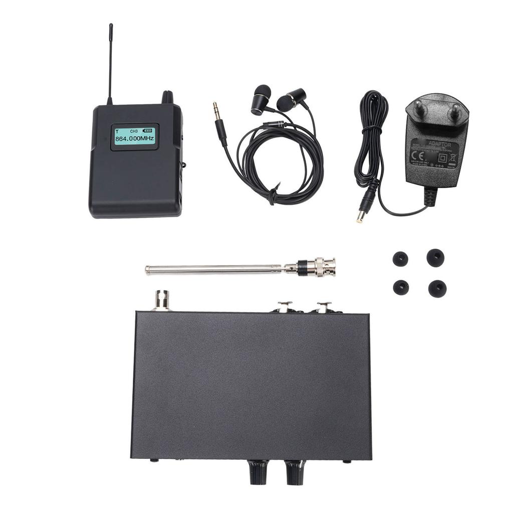 Wireless Ear Monitoring System 863 to 865Mhz Professional Stereo Wireless IEM System with Transmitter and Receiver for