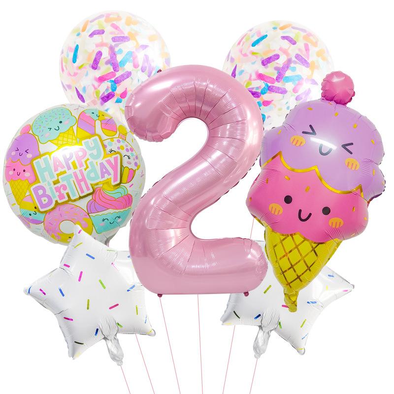 Candy Series Ice Cream Children'S Birthday Party Photo Arrangement Digital Aluminum Film Balloon Set