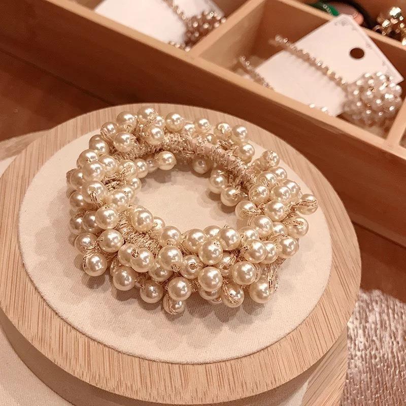Fashionable Pearl Hair Ties Beautiful Pearl Elastic Hairbands Handmade Headwear Woman Hair Accessories