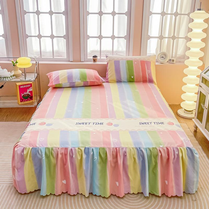 3pcs Bed Skirt Set Anti-slip Bed Skirt Bed Cover Full Bed Skirt Set Dust-proof Bed Sheet Bed Surround Bed Cover Mattress Protective Cover Bedding Set