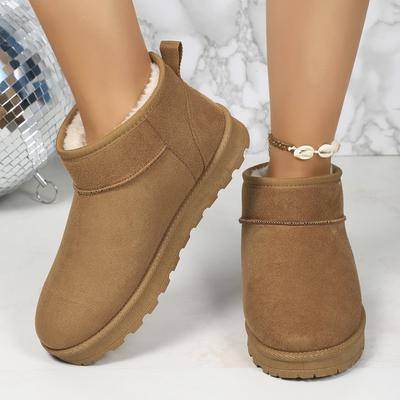 Mode Bequeme Warme Schneestiefel Frau 2024 Winter Dick Plüsch Flache Stiefeletten für Frauen Leicht Anti-Rutsch Baumwollgepolsterte Schuhe