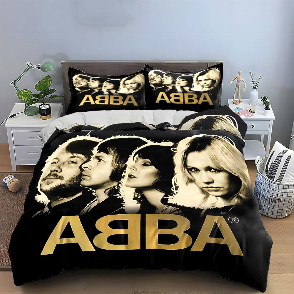 Golden ABBA Portrait Design Bedding Duvet Cover Set Duvet Cover Pillowcases  (1*Duvet Cover 2*Pillowcases, without duvet insert)