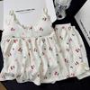 Pajamas with Chest Pads, Women's Summer Clouds, Cotton Feeling, Advanced Feeling, Can Be Worn Outside, Cartoon Suspenders, Shorts, Loungewear Set