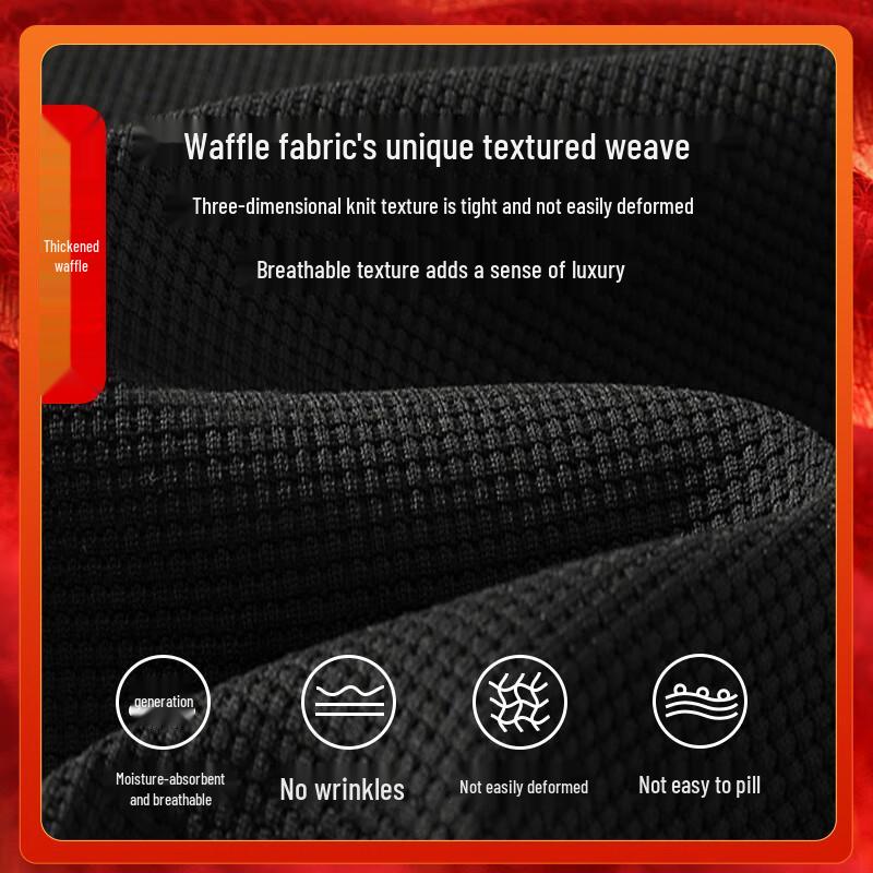 Zhenweis Men's Winter Fleece-Lined Heavyweight Waffle Knit Tapered Jogger Pants